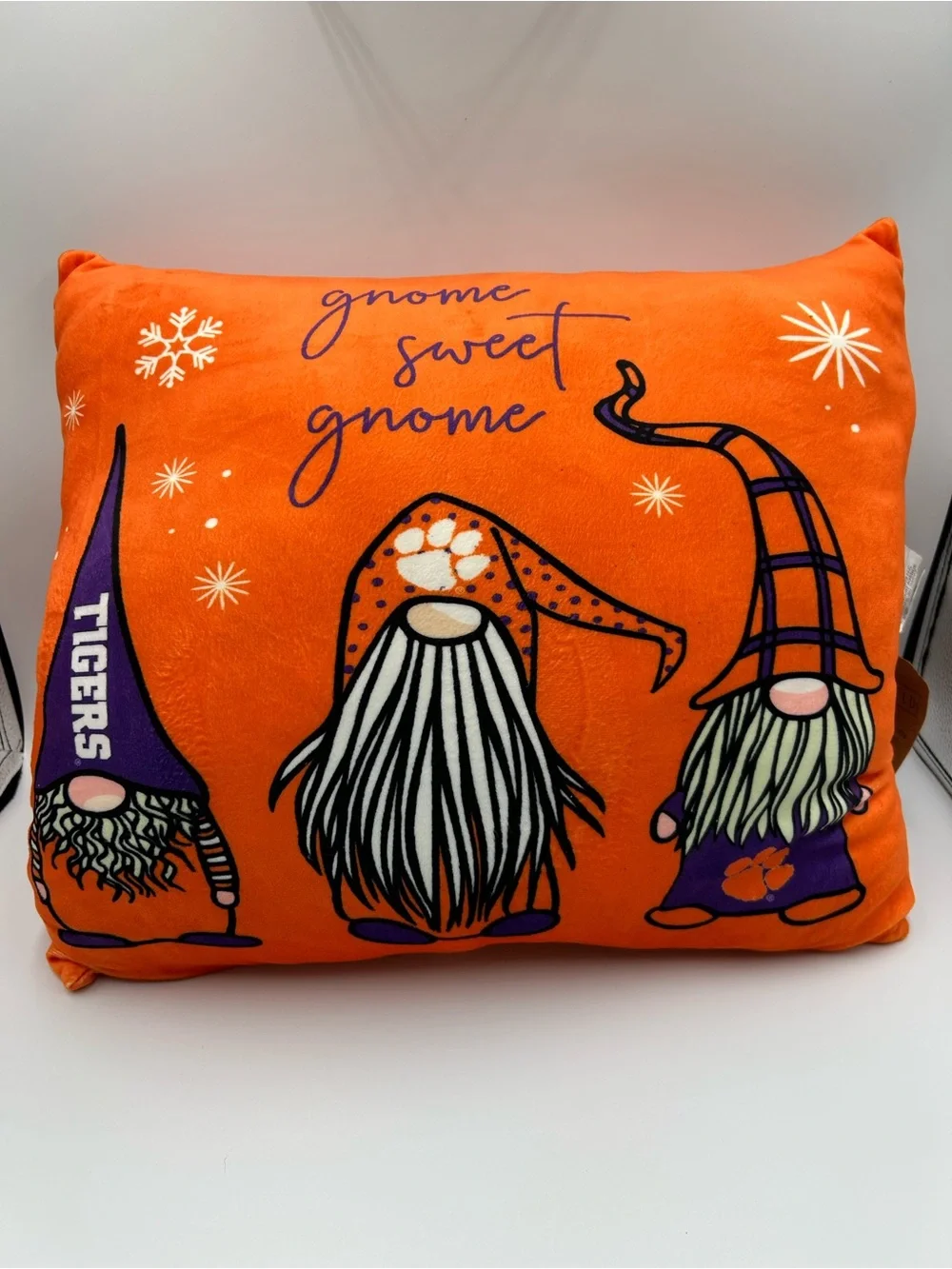Orange 'Gnome Sweet Gnome'  Pillow - Clemson Tigers Accent